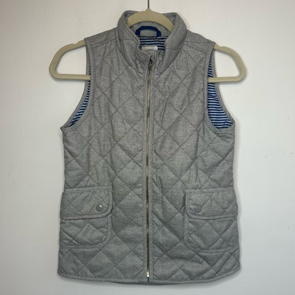 Old Navy Vest Youth XL 14 Gray Full Zip Regular Quilted EUC